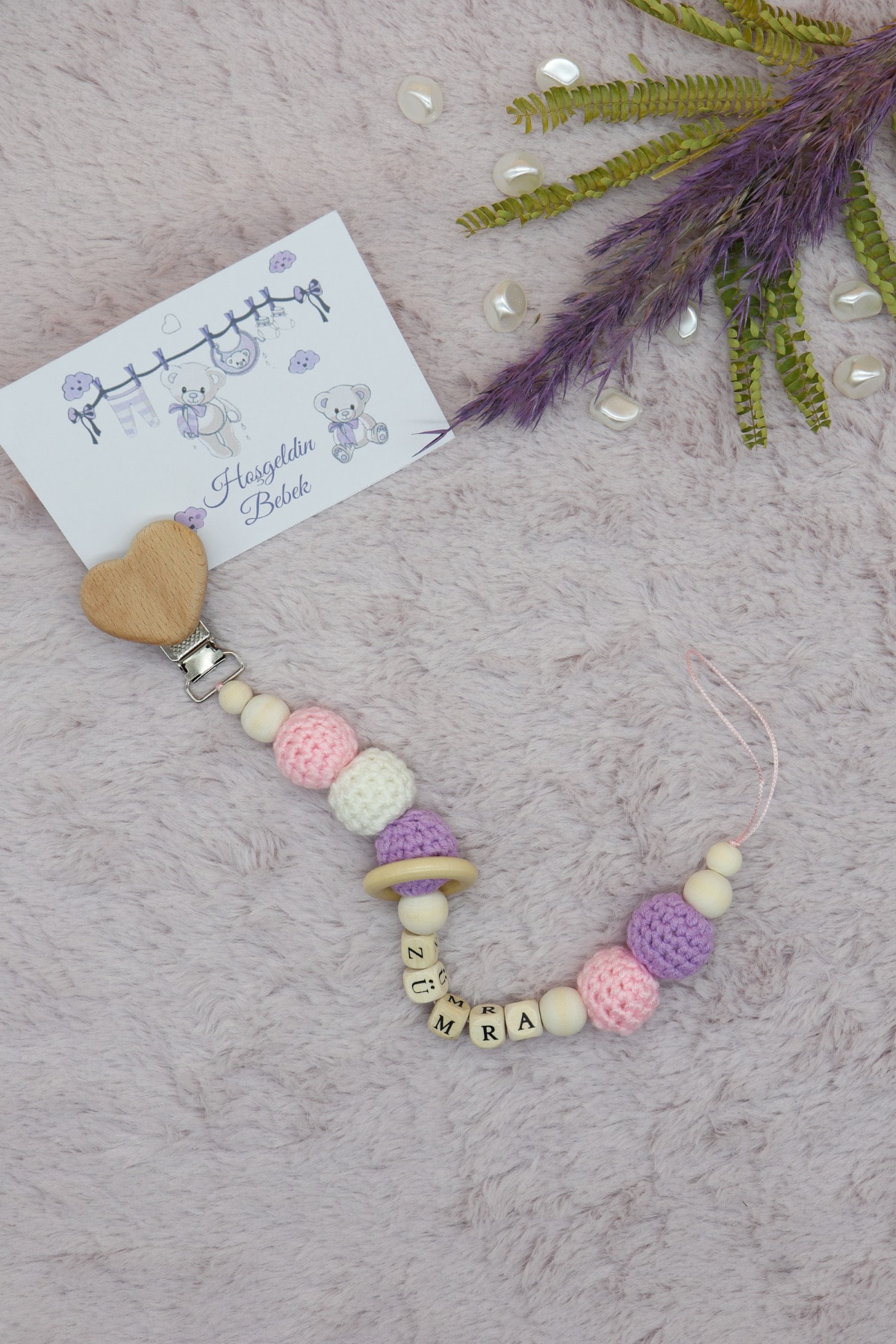 lilamtasarım Bebek Emzik Zinciri- Isimli Emzik Askısı fotoğrafı 4 (önizleme)