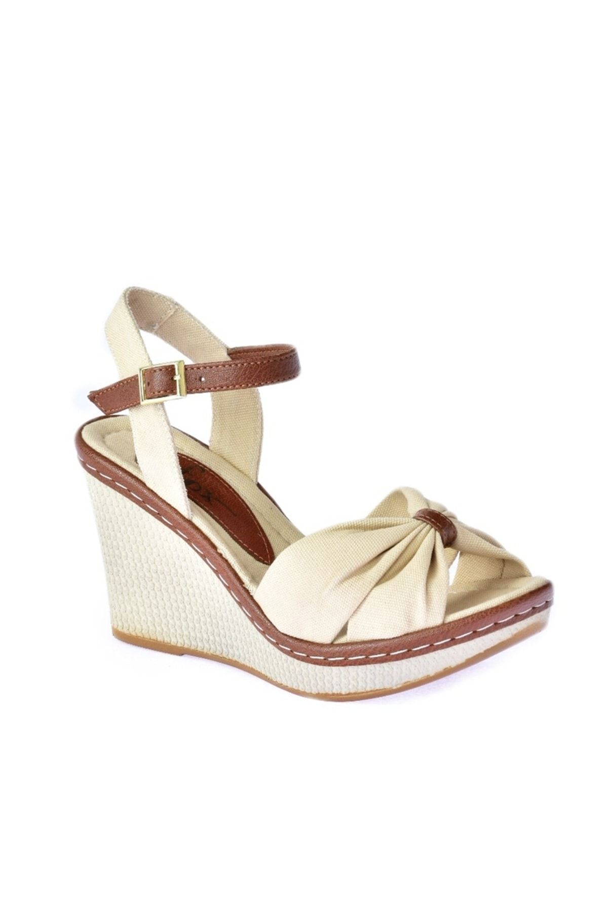 Fox Shoes-Beige Women's Wedge Heeled Shoes F674040405 5