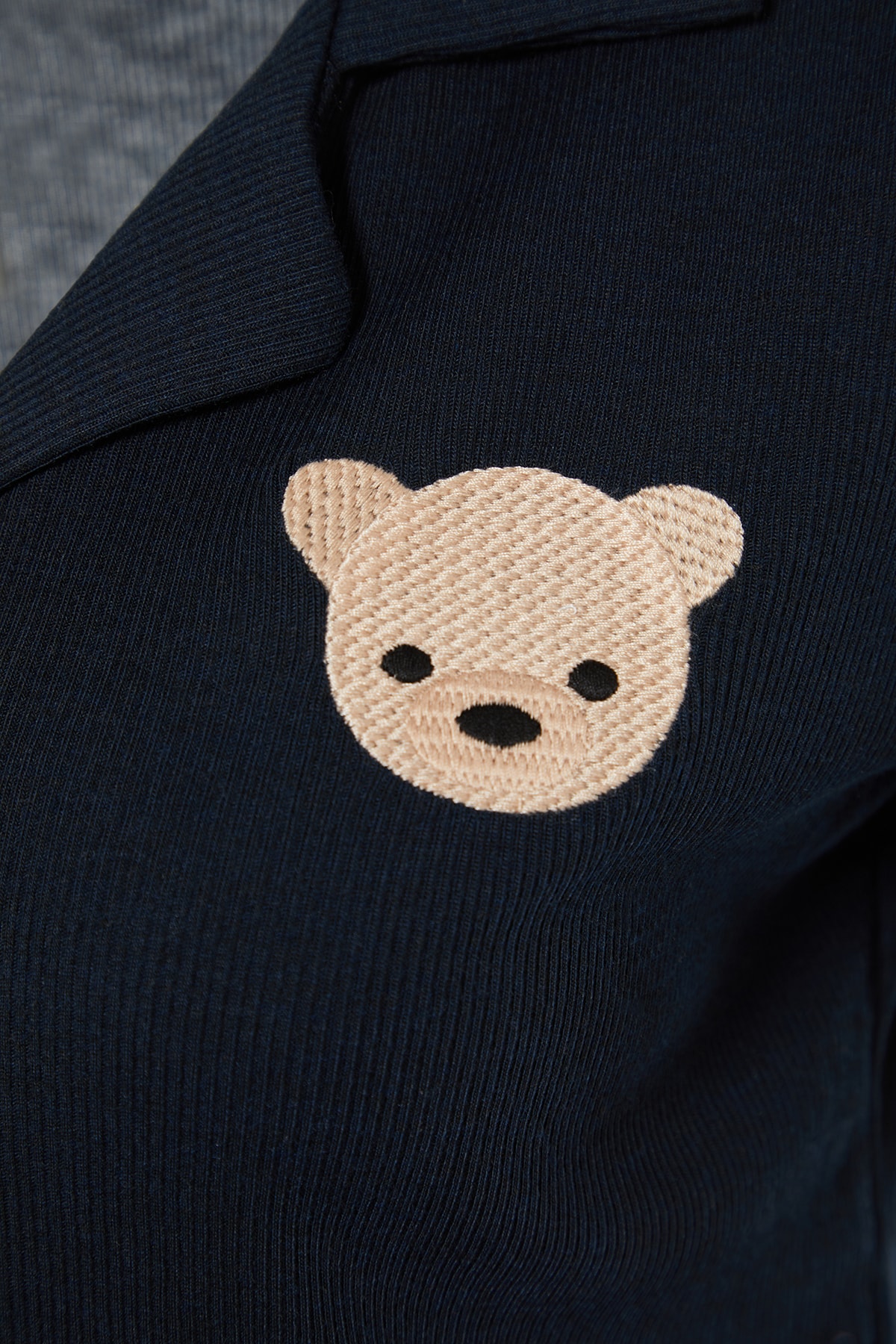 Trendyolmilla  Lacivert Ayıcık Nakışlı Fitilli Örme Pijama Takımı THMSS21PT0168 - Görsel 9