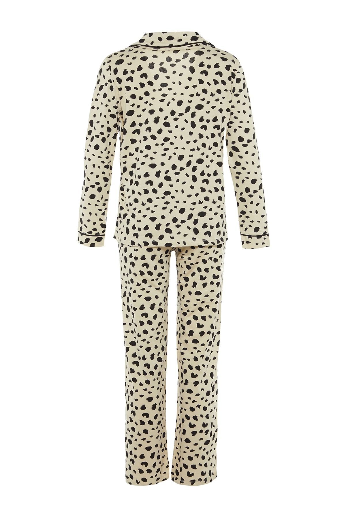 Trendyol Collection-Leopard Print Beige Cotton Pajamas Set - Shirt and Pants Thmaw21pt0489 23