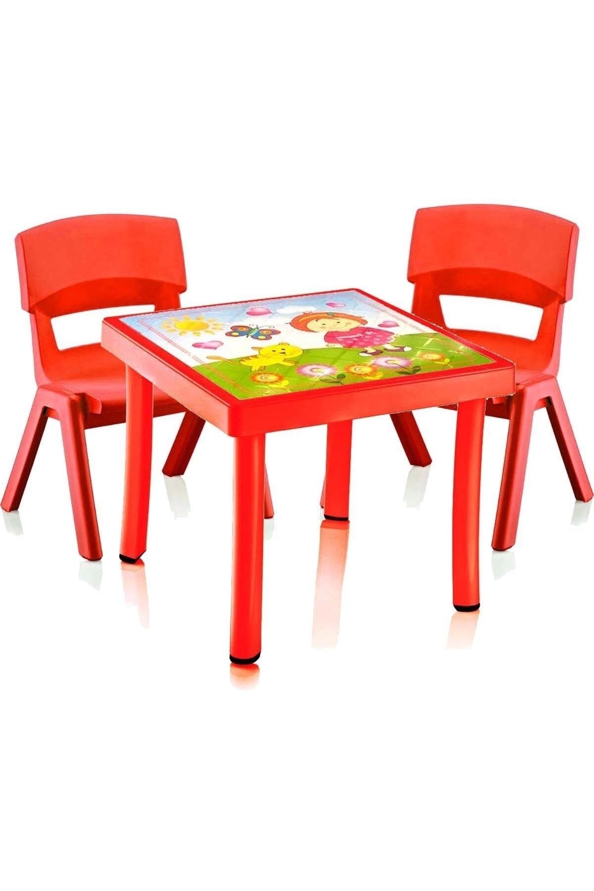 Albayraks Turizm Çocuk Çalışma Masası Iki Sandalye Seti Oyun Ve Yemek Masası Tse Onaylı Pb003-2