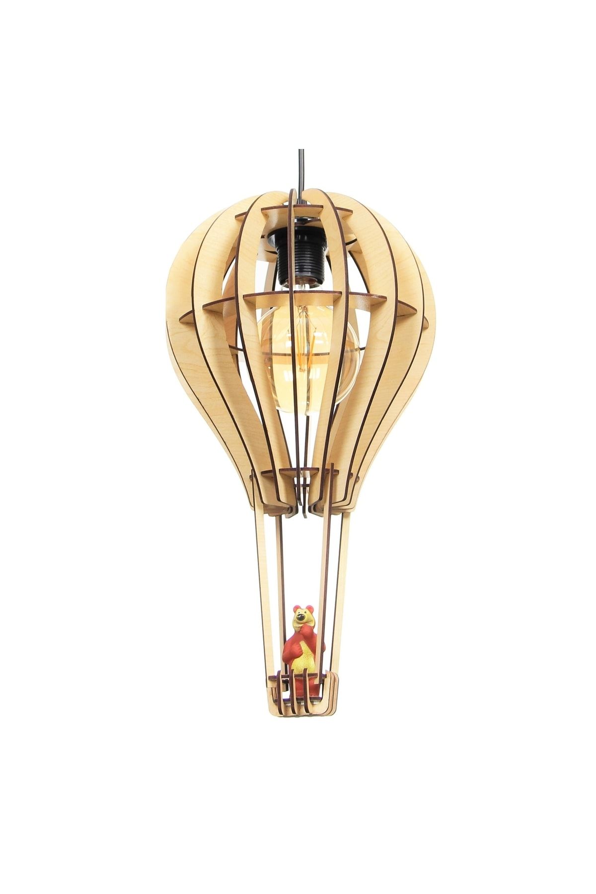hü ma tasarım ve aksesuar Çocuk Genç Odası Için Doğal Ahşap Mdf 3d Puzzle Lazer Uçan Balon Avize - Biblo Ampul Dahil Değildir NE11654