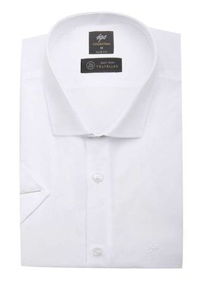 Erkek Beyaz Slım Fıt / Dar Kalıp Std Gömlek Kısa Kol 137521EIRONKS-060