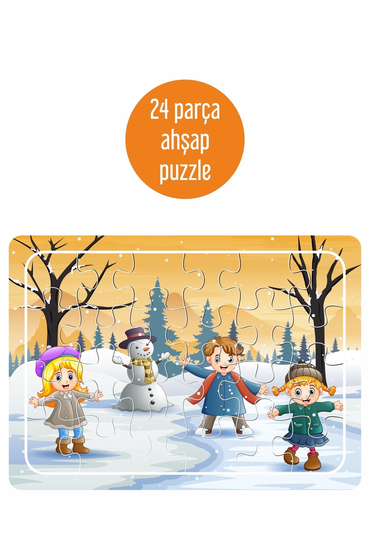 LİPYOS Mevsimler Kar Ve Kardan Adam 24 Parça Ahşap Puzzle