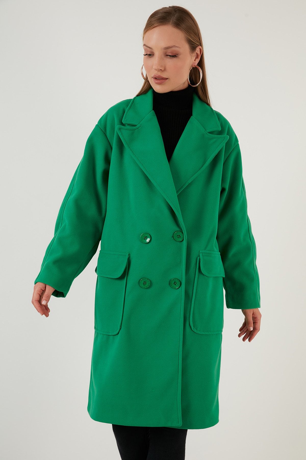 Zara buttoned double breasted coat store