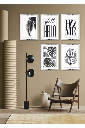 5 Parça Modern Ev Dekorasyon Home Detay Aynalı Parlak Pleksi Çerçeveli Dekor Mdf Tablo Set 509