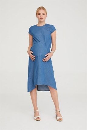 Koyu Mavi Hamile Denim Elbise 1050 VAV1050-0001