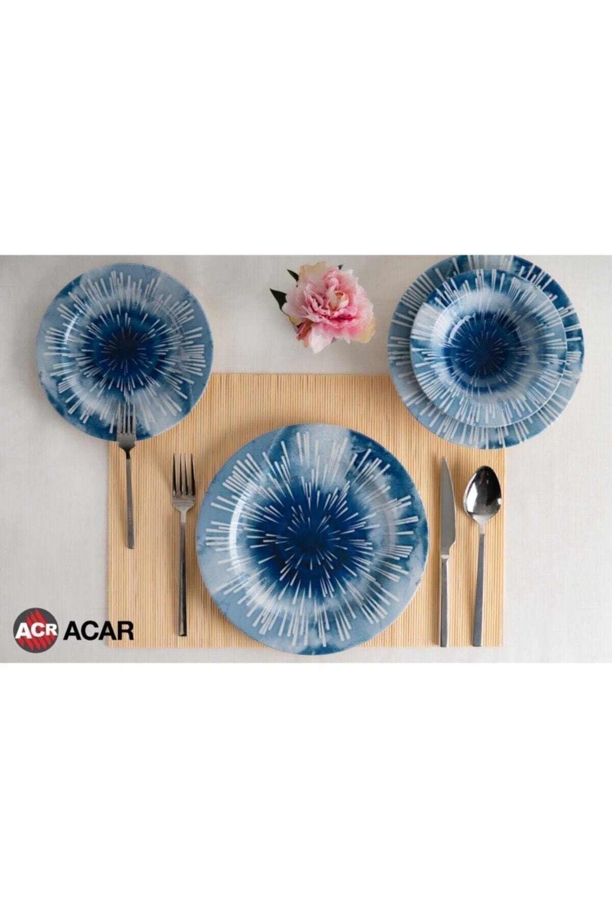 ACAR Mavi Aqua 24 Prç Yemek Takımı -
