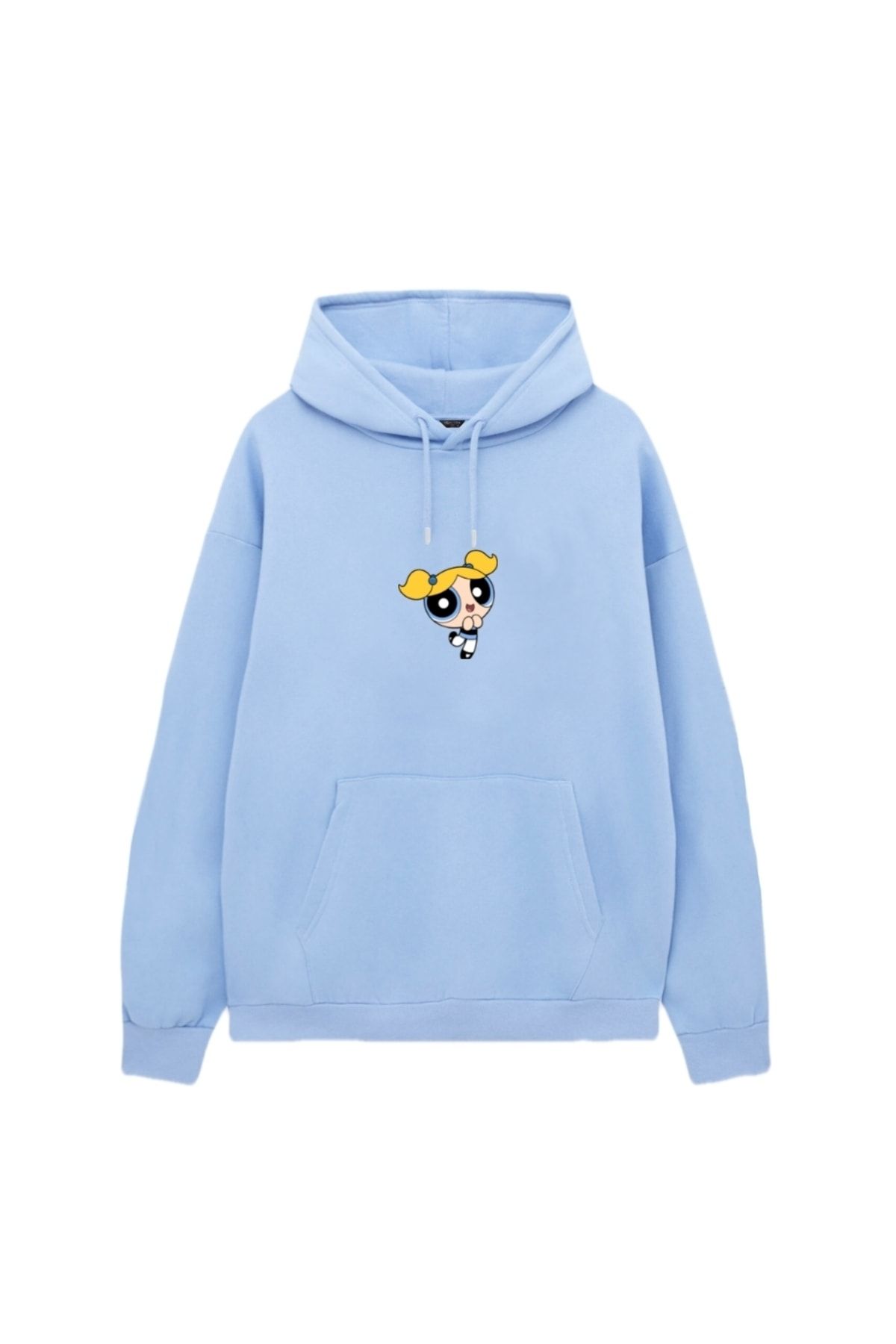 VENHENA Powerpuff Girls Bubbles Baby Blue Hooded Sweatshirt Hoodie Trendyol
