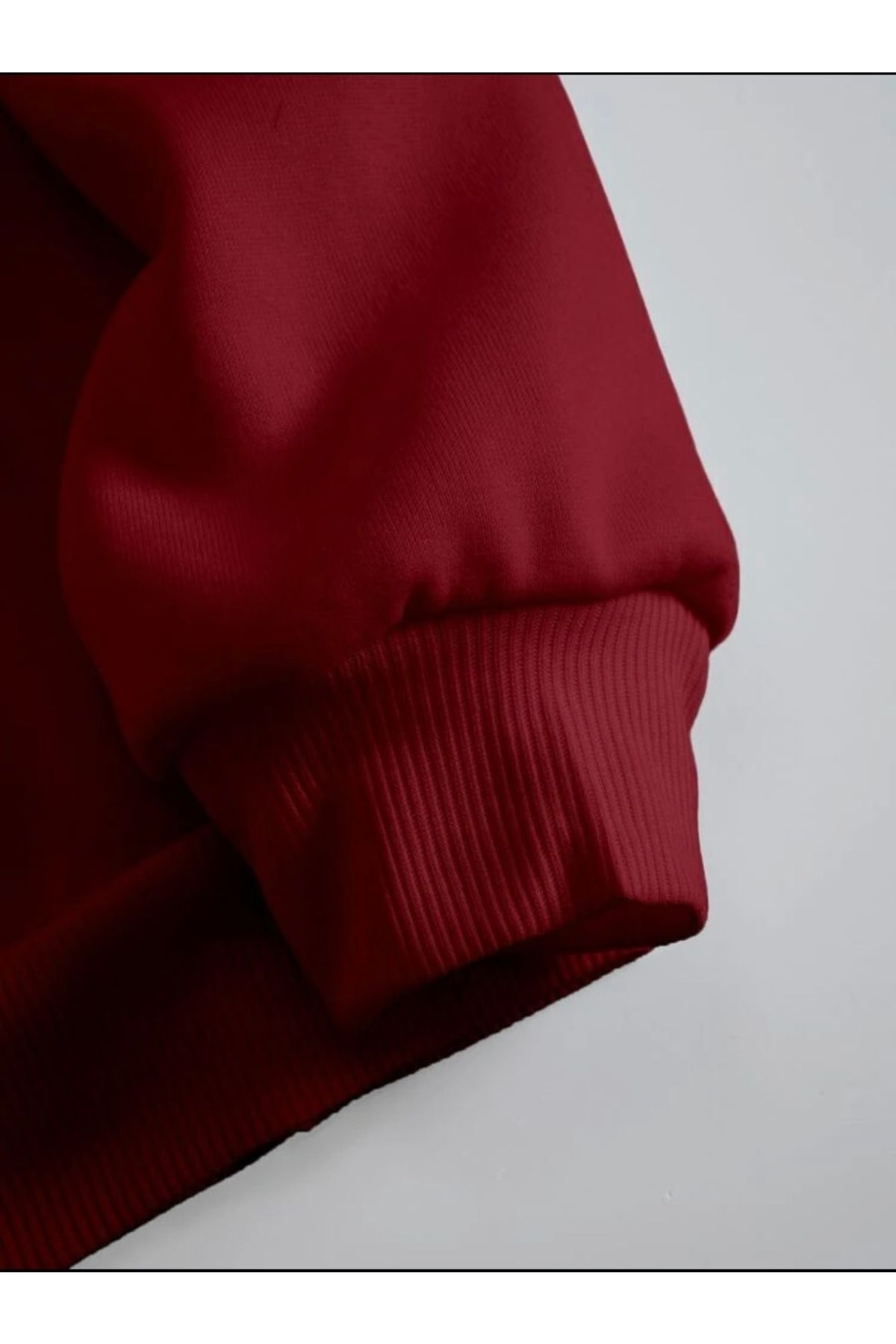 Unisex Bordo Beauty Baskılı Bisiklet Yaka Sweathsirt — زرشکی yüzswt21 — تصویر 3 از 4