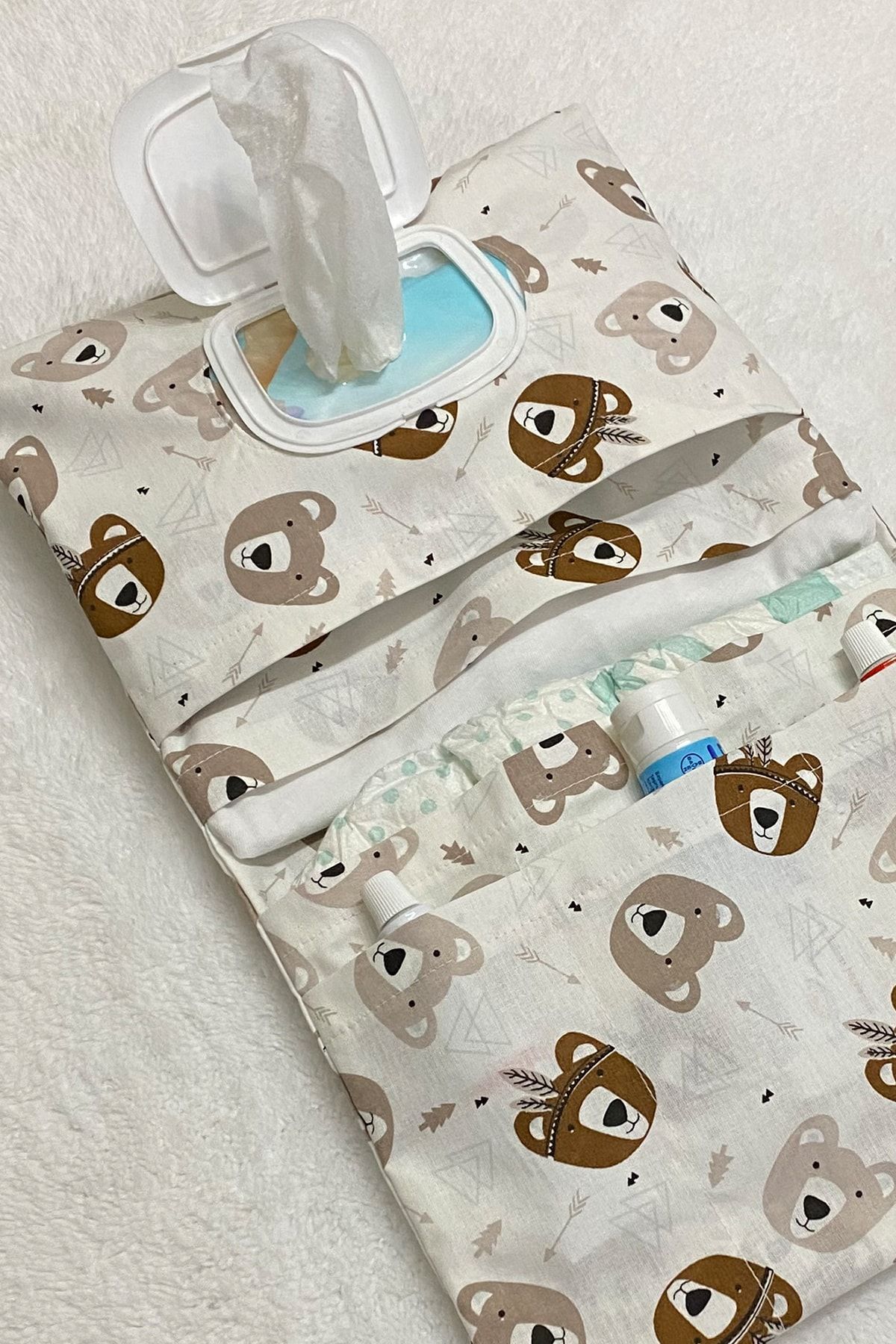 Baby Cais Collection Bebek Alt Açma Bakım Çantası Organizer Kahve Ayıcık