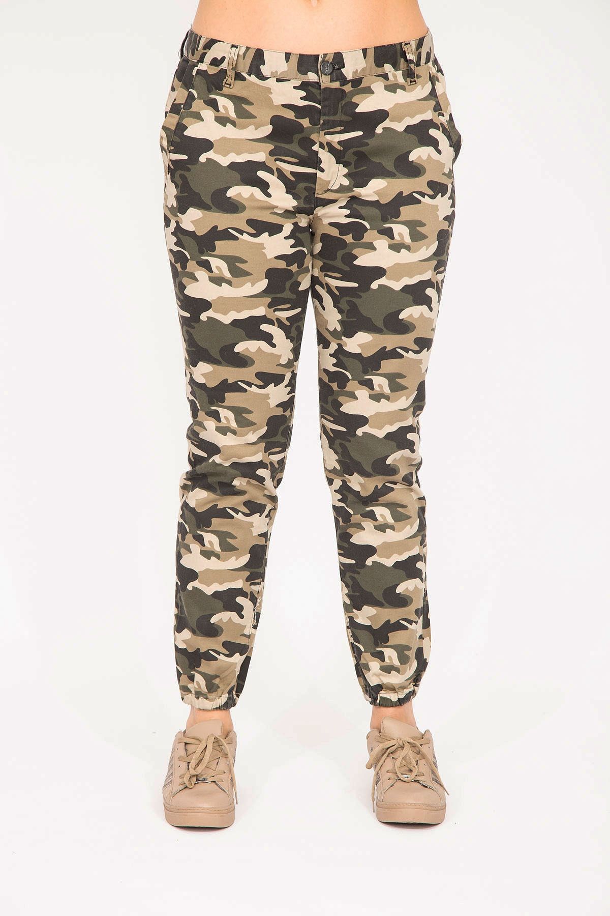 Camouflage Printed Cotton Combat Trousers - White/Multi - Just $7