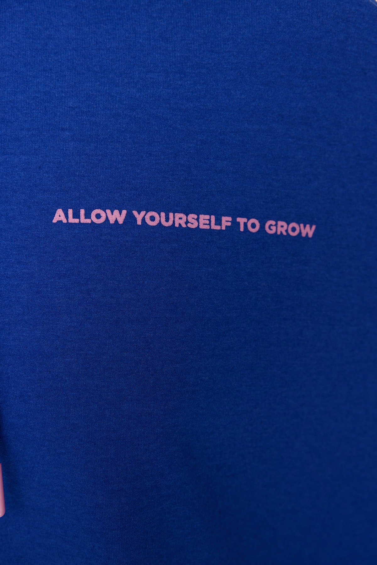 أزرق بلون الكوبالت بغطاء رأس سلوغان مطبوع طقم بدلة...