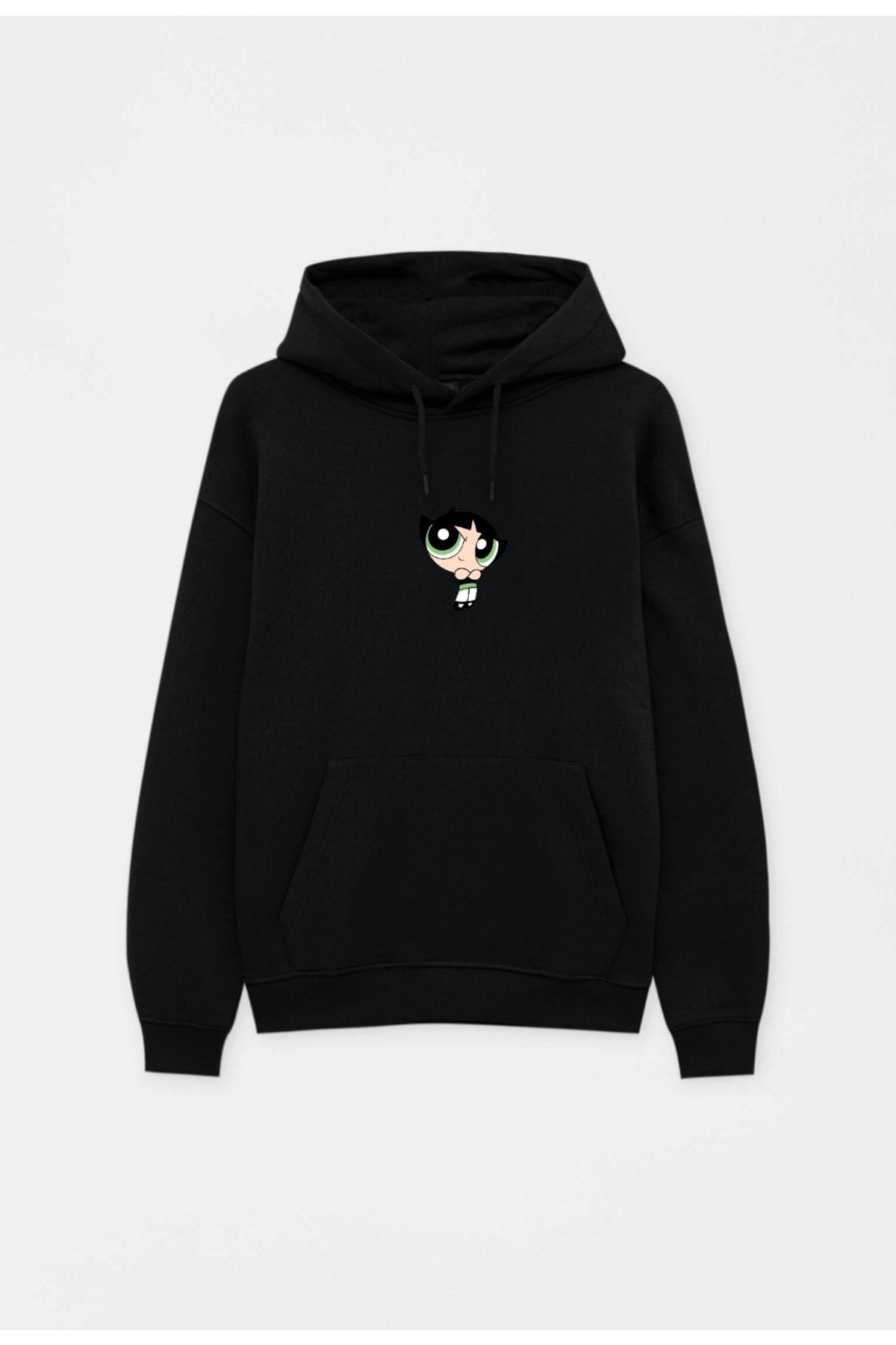 VENHENA Hanorac Negru Cu Glugă Powerpuff Girls Buttercup - Hanorac Masculin - 3XL