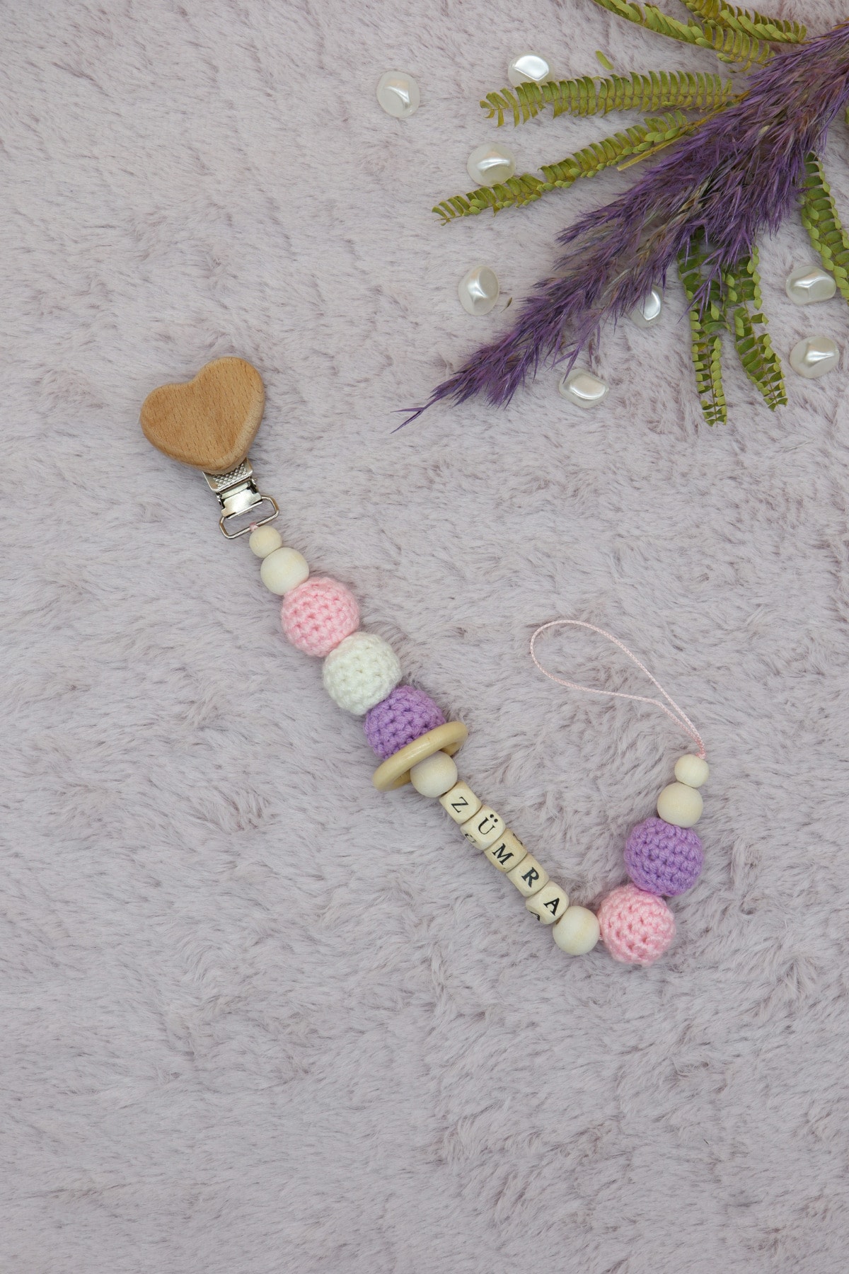 lilamtasarım Bebek Emzik Zinciri- Isimli Emzik Askısı fotoğrafı 2 (önizleme)