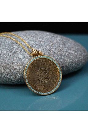 Besmele-ayet-el Kürsi Işlemeli Madalyon 925 Ayar Gümüş Kolye vealisveris-Z1401
