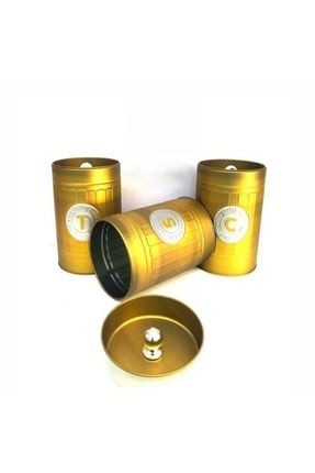 3'lü Metal Baharat Seti Kavanoz Saklama Kabı Gold 1 Litre 95142545220