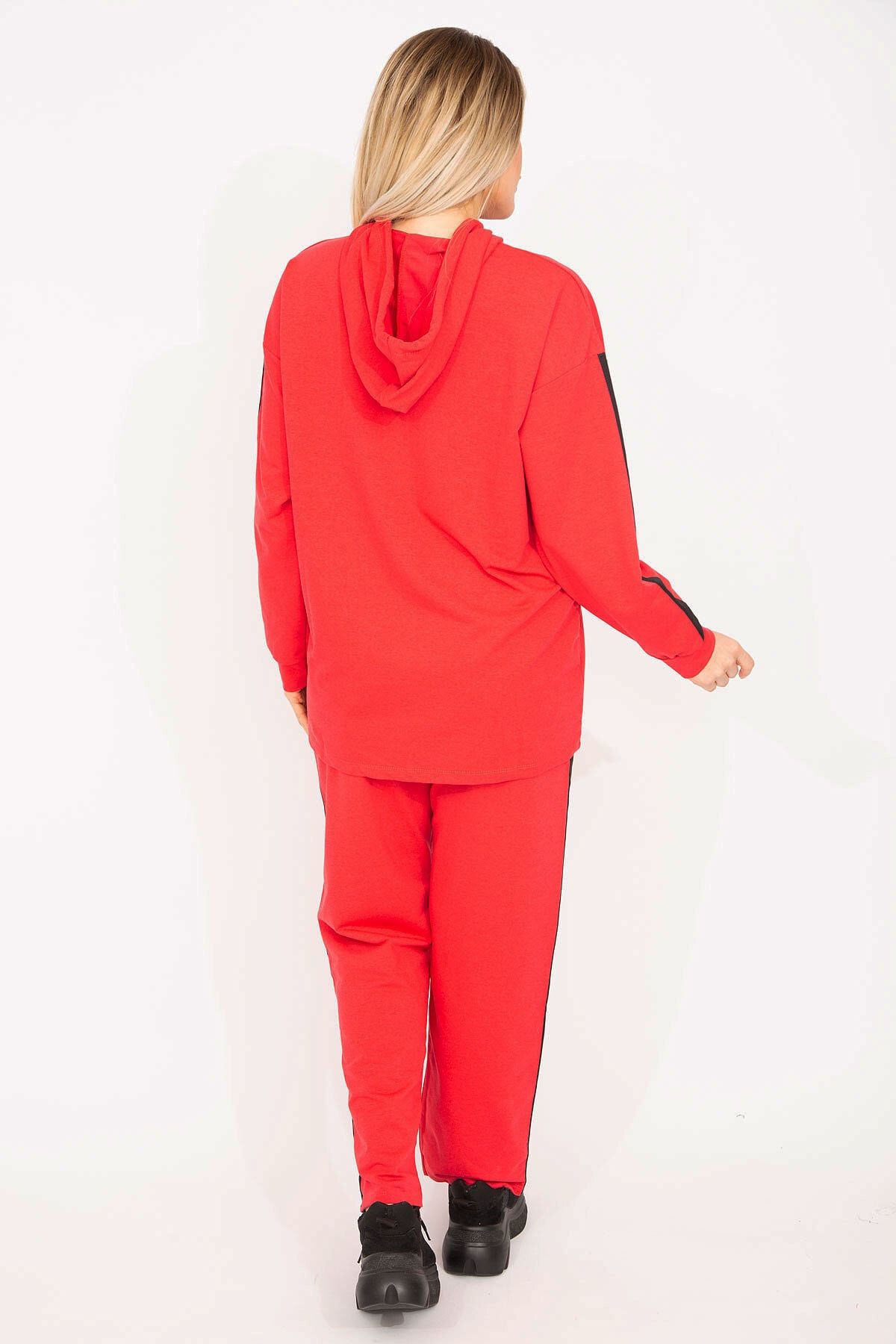 Şans-Großes rotes Sweatshirt-Hosen-Set für Damen 65n35303 7