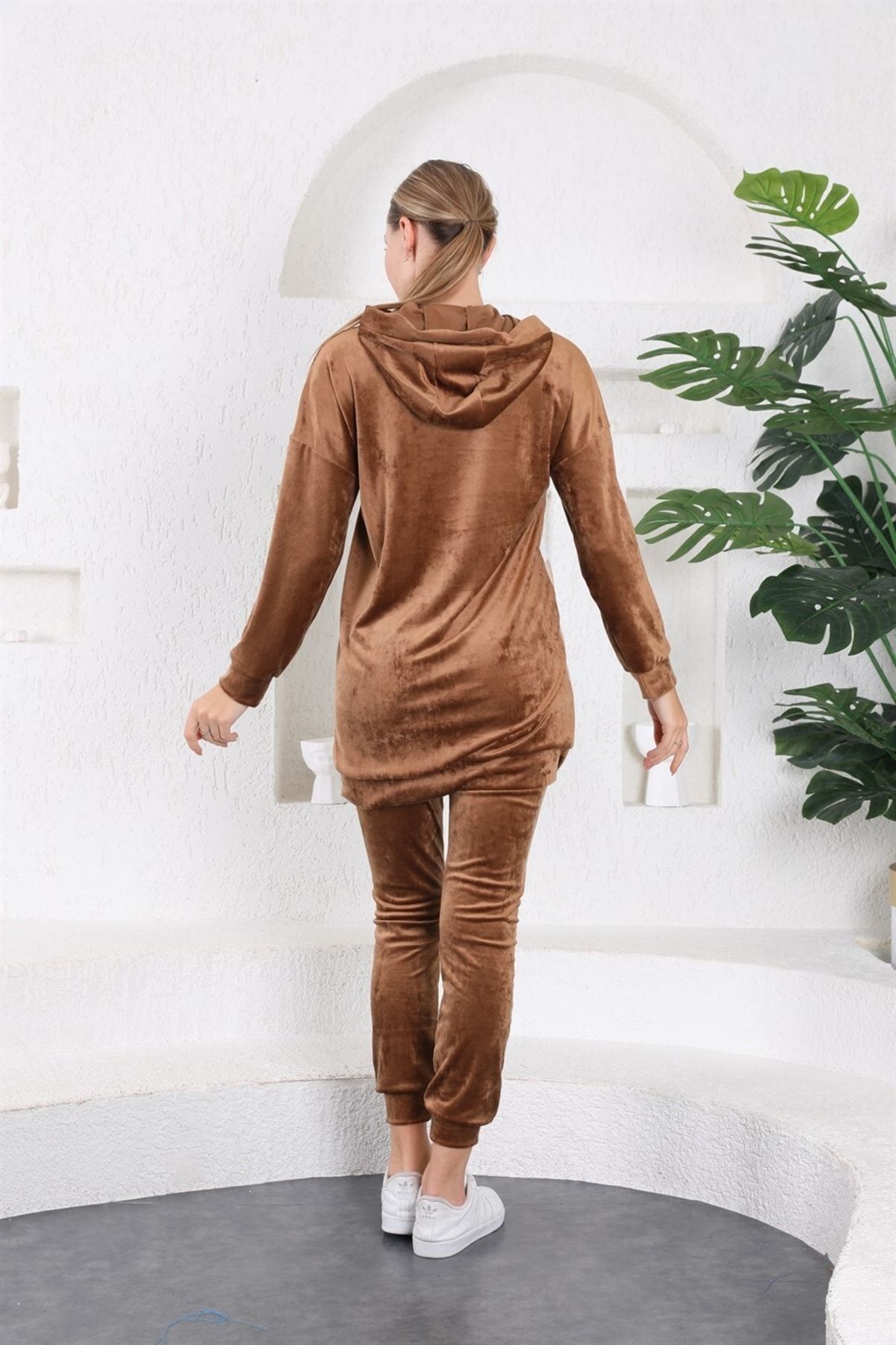Womens brown top velour tracksuit