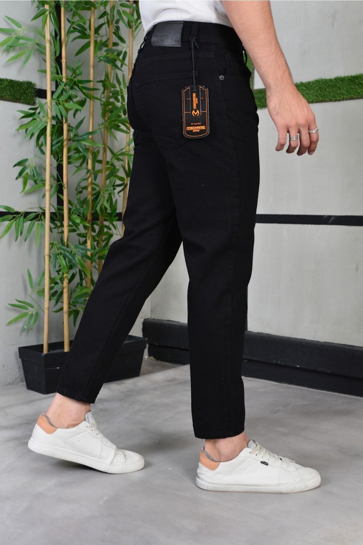 MECHANIC Siyah Boyfrend Erkek Kot Pantolon