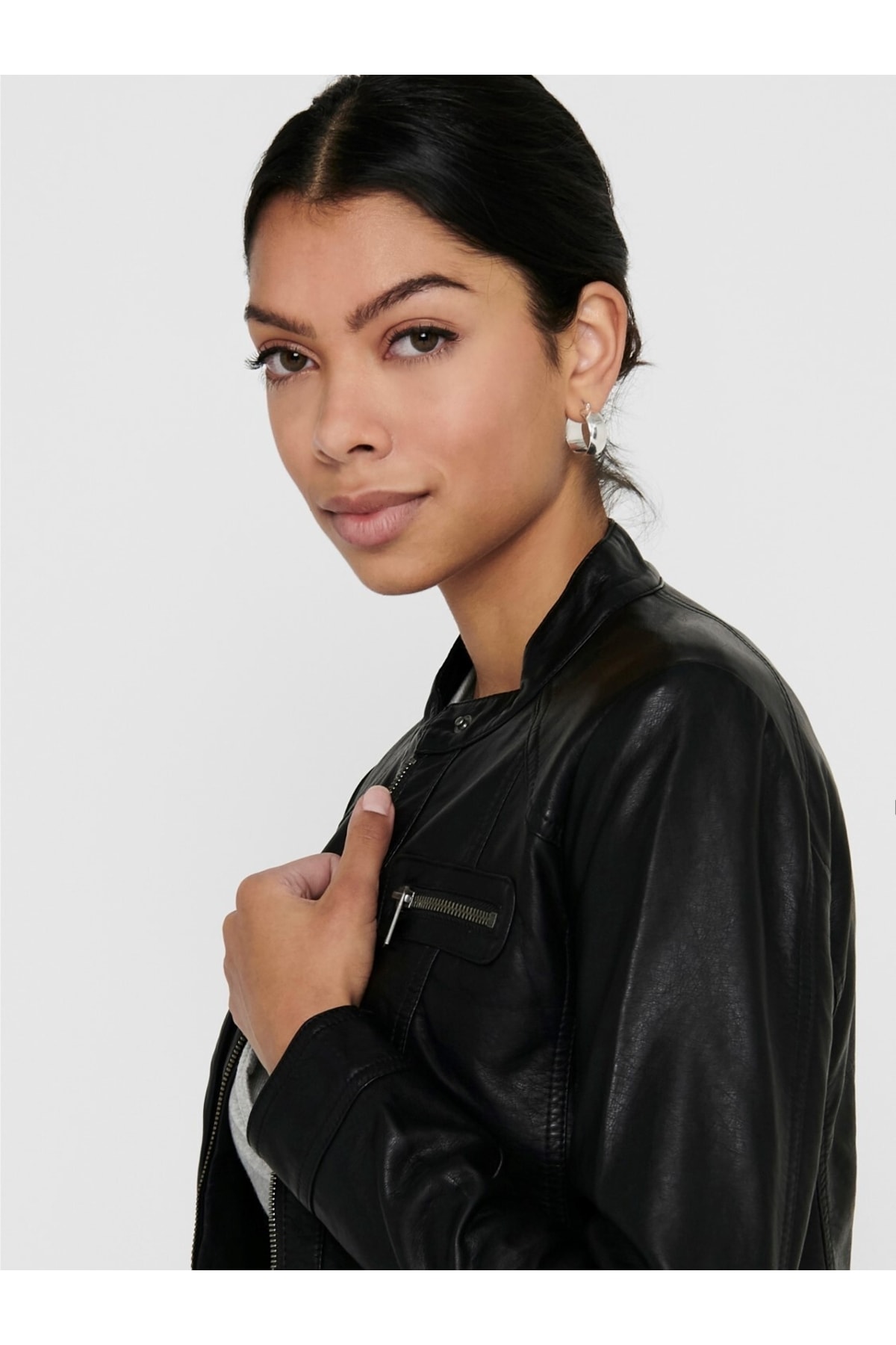 ONLY  15081400 Kadın Deri Ceket Siyah - Görsel 5
