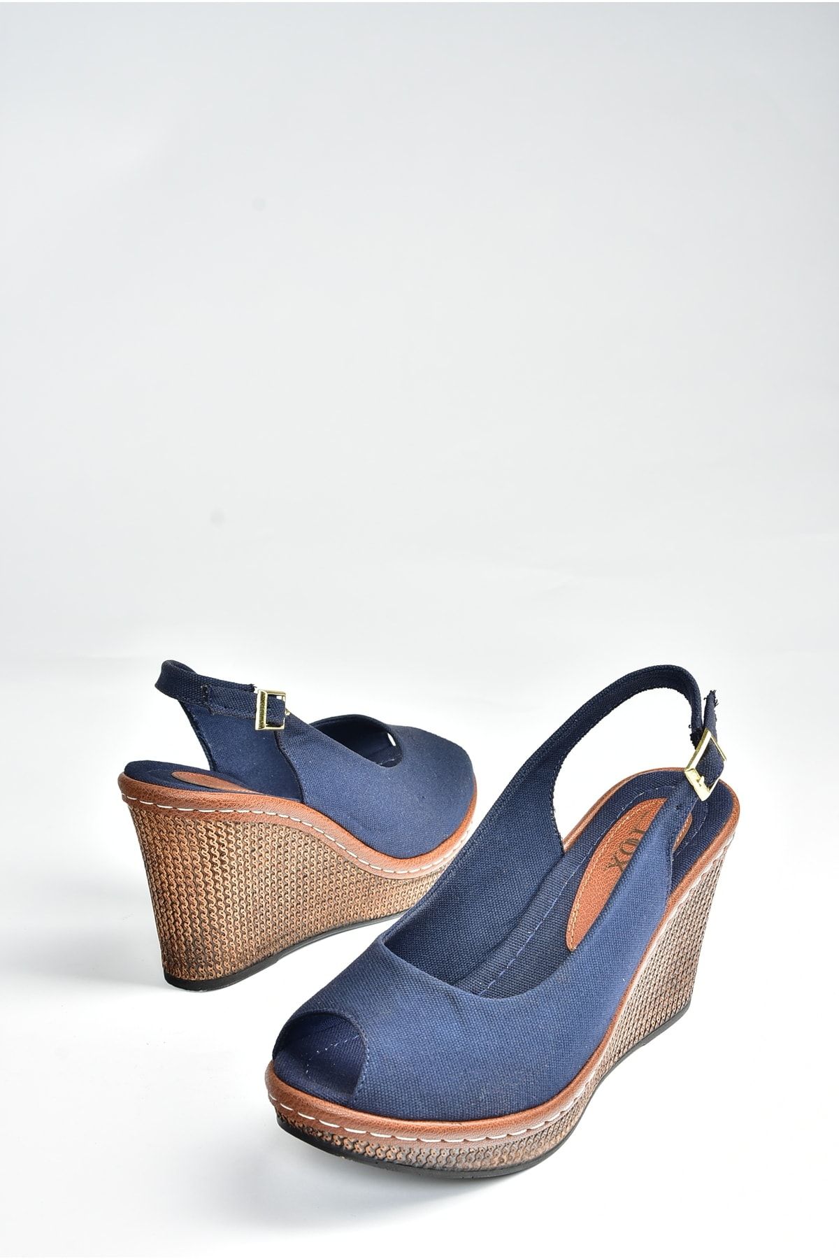 Womens navy blue best sale wedge shoes