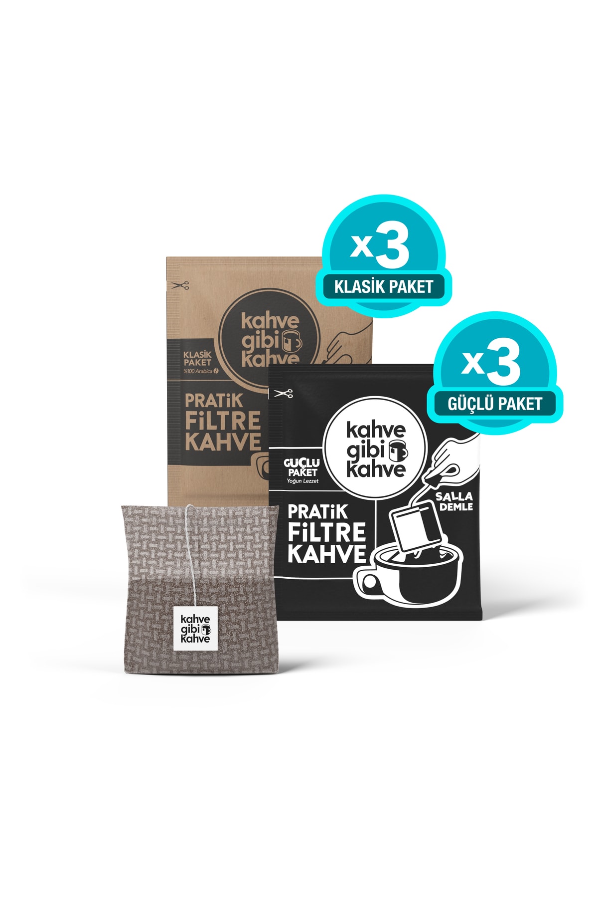 Kahvegibikahve Salla-demle Filtre Kahve Deneme Paketi- 6 Adet (3 X Klasik & 3 X Güçlü)