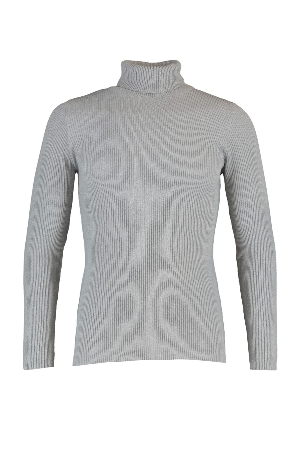 Trendyol Collection-Grauer Rollkragenpullover – Baumwolle, schmale Passform TMNAW20MG0031 7