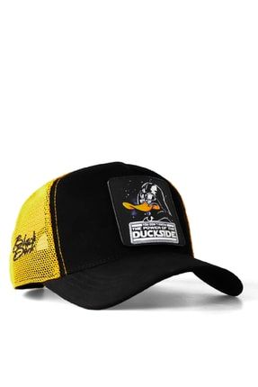V1 Unisex Trucker Duckside11 Logolu Siyah-sarı Cap Şapka BLCKBRKSRFLLSYHSPK