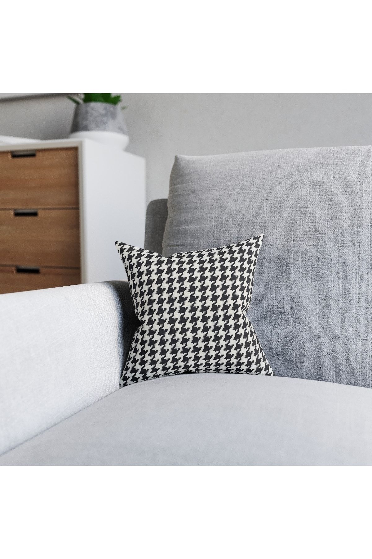 FUS BLUE-Houndstooth Patterned 4-Piece Throw Pillow Case 2