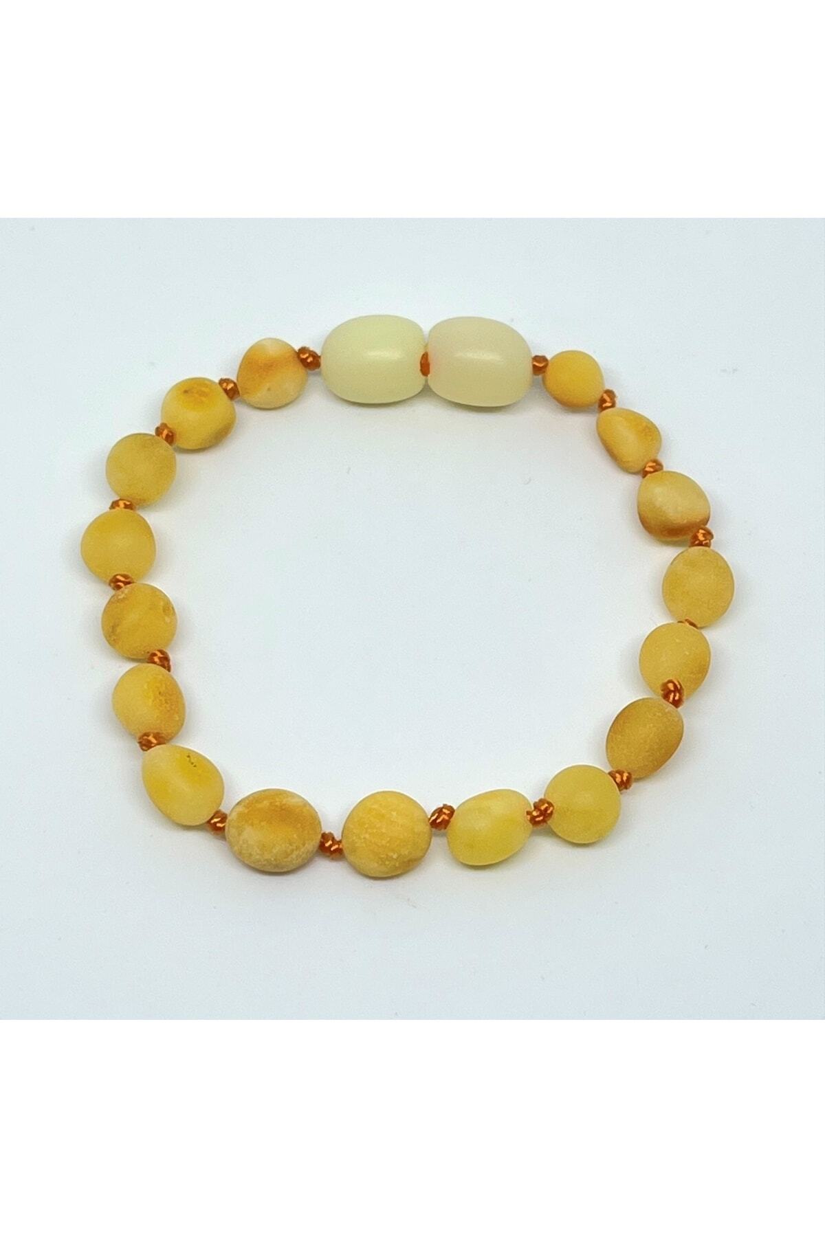 Tesbihci Efendi Damla Kehribar Mat Süt Rengi Bebek Bileklik