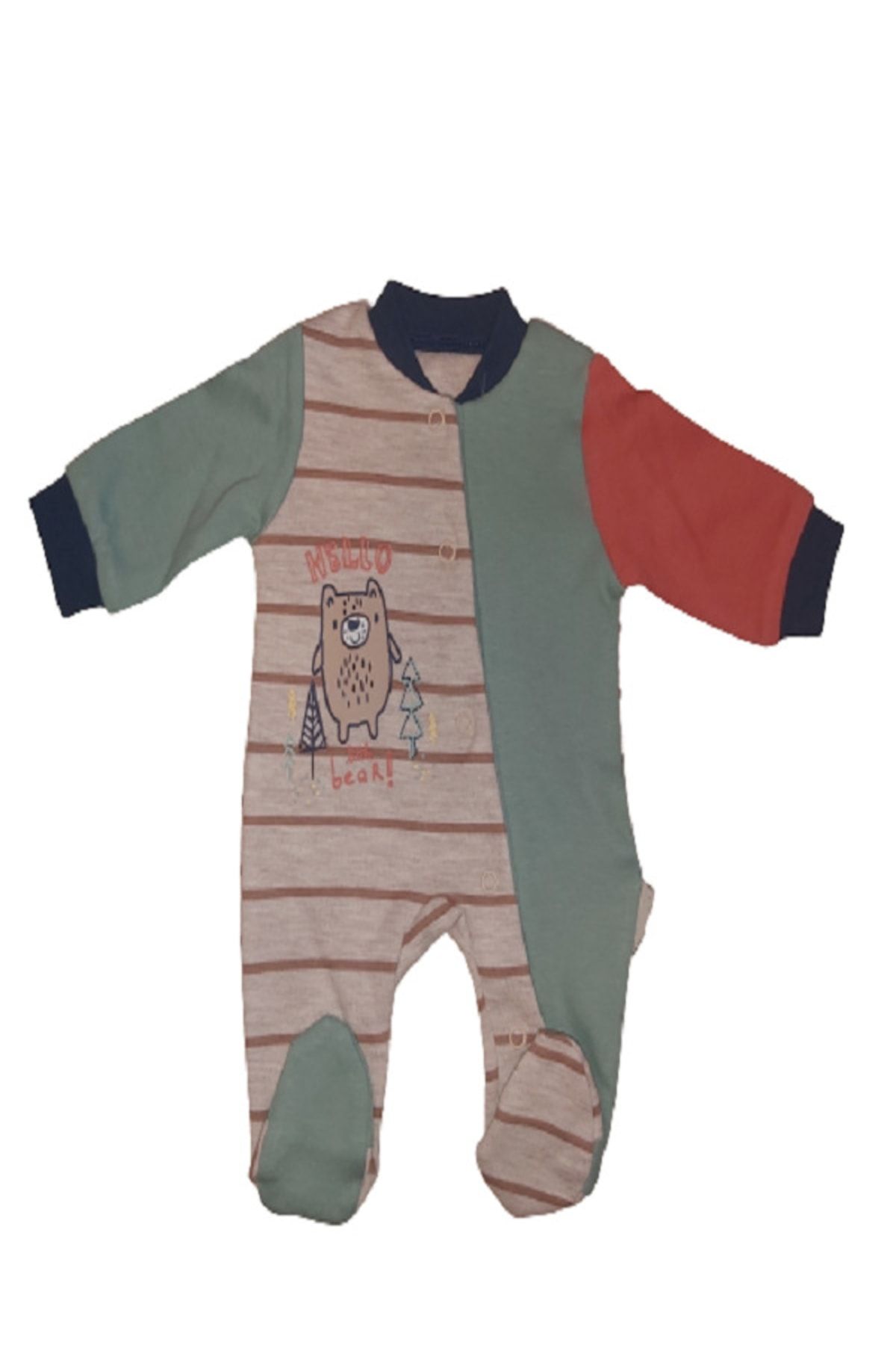 Tunngoo Montessori Boz Ayı Kız Ve Erkek Bebek Prematüre Yeni Doğan Patikli Tulum M70155