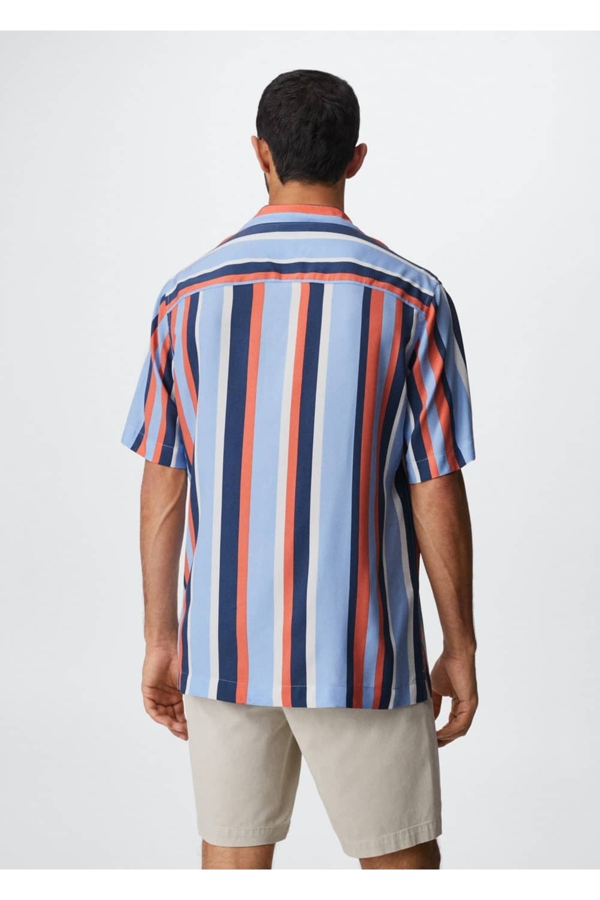 پیراهن مردانه آبی منگوMANGO Man | 37050152 اورجینال - تصویر 4