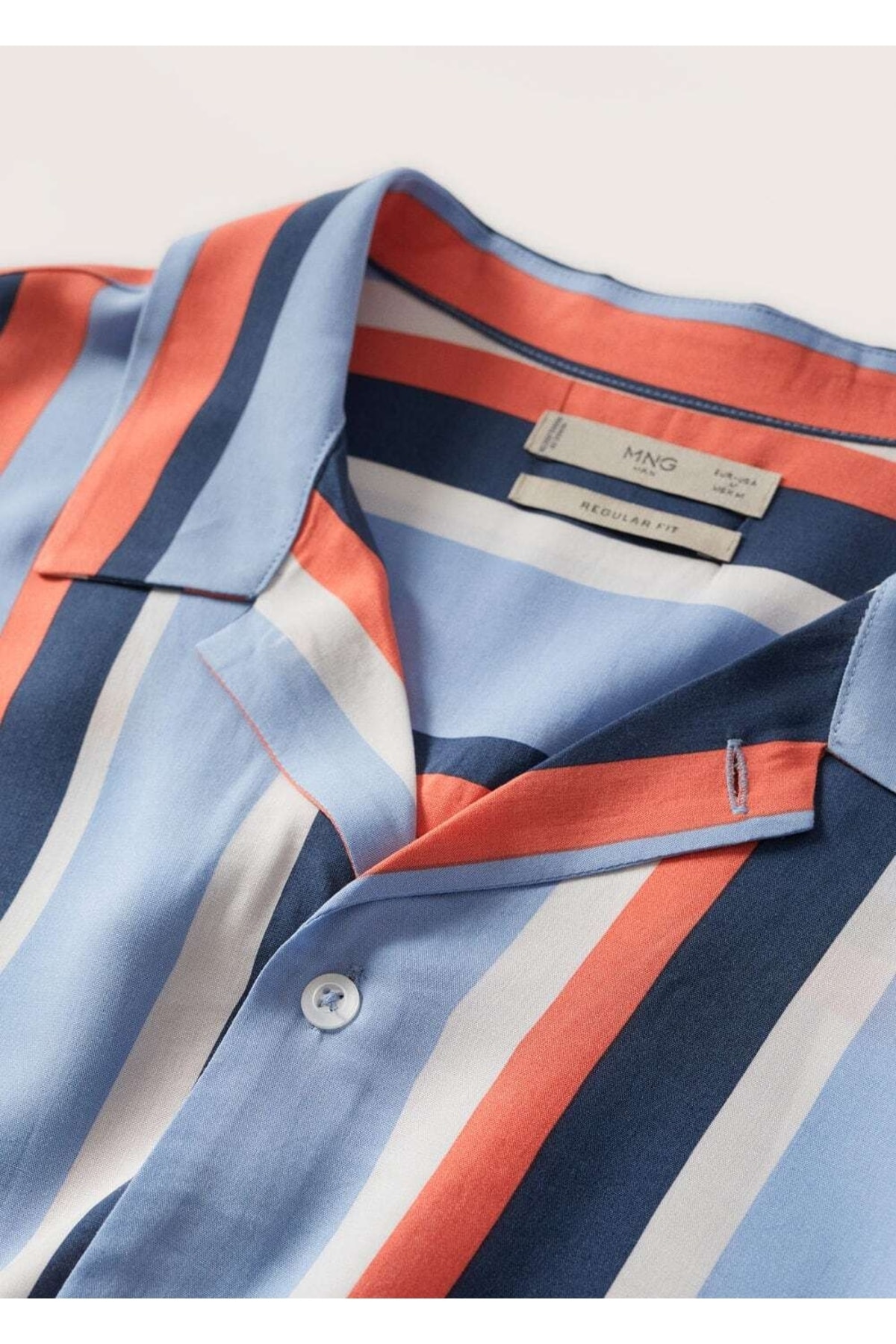 پیراهن مردانه آبی منگوMANGO Man | 37050152 اورجینال - تصویر 5