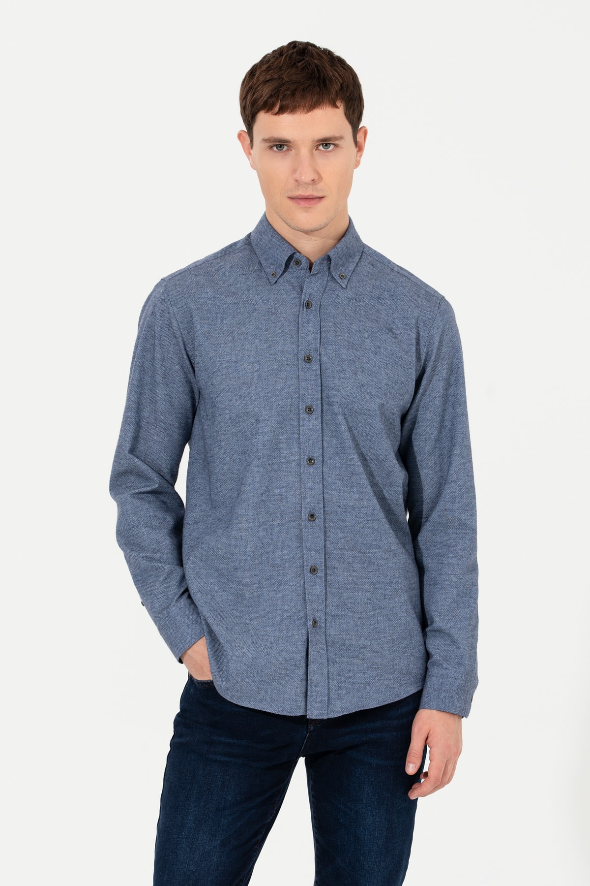 پیراهن مردانه آبی پیرکاردین | G021GL004.000.1488315 اورجینال - تصویر 2