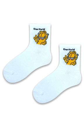 Saraçlar Garfield Çorap Garfielf Unisex Soket Çoraplar Beyaz Çorap G SS-282