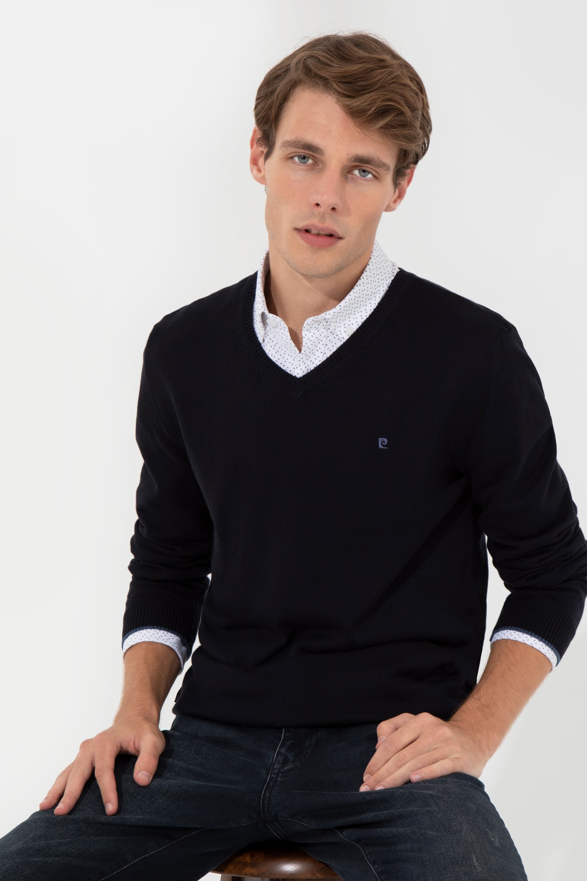 پلیور پیر کاردین مردانه اکریلیک - پنبه آبی سرمه ای  راسته Slim Fit/اسلیم فیت    Slim/اسلیم فیت Daily/روزانه | Pierre Cardin G021SZ0TK.000.1388586 TR - تصویر 3