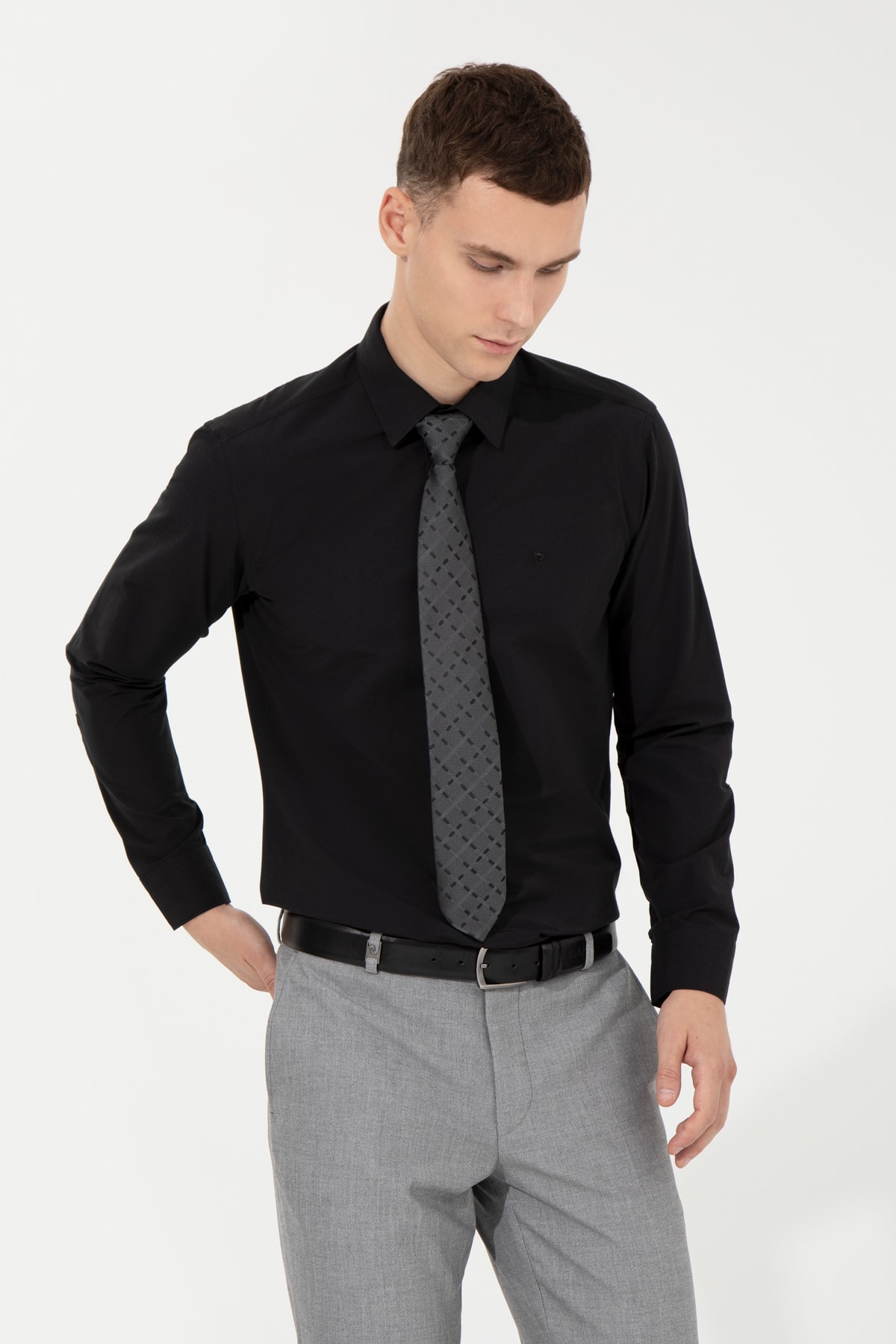 پیراهن مردانه مشکی پیرکاردین | G021GL004.000.1514032 اورجینال - تصویر 3