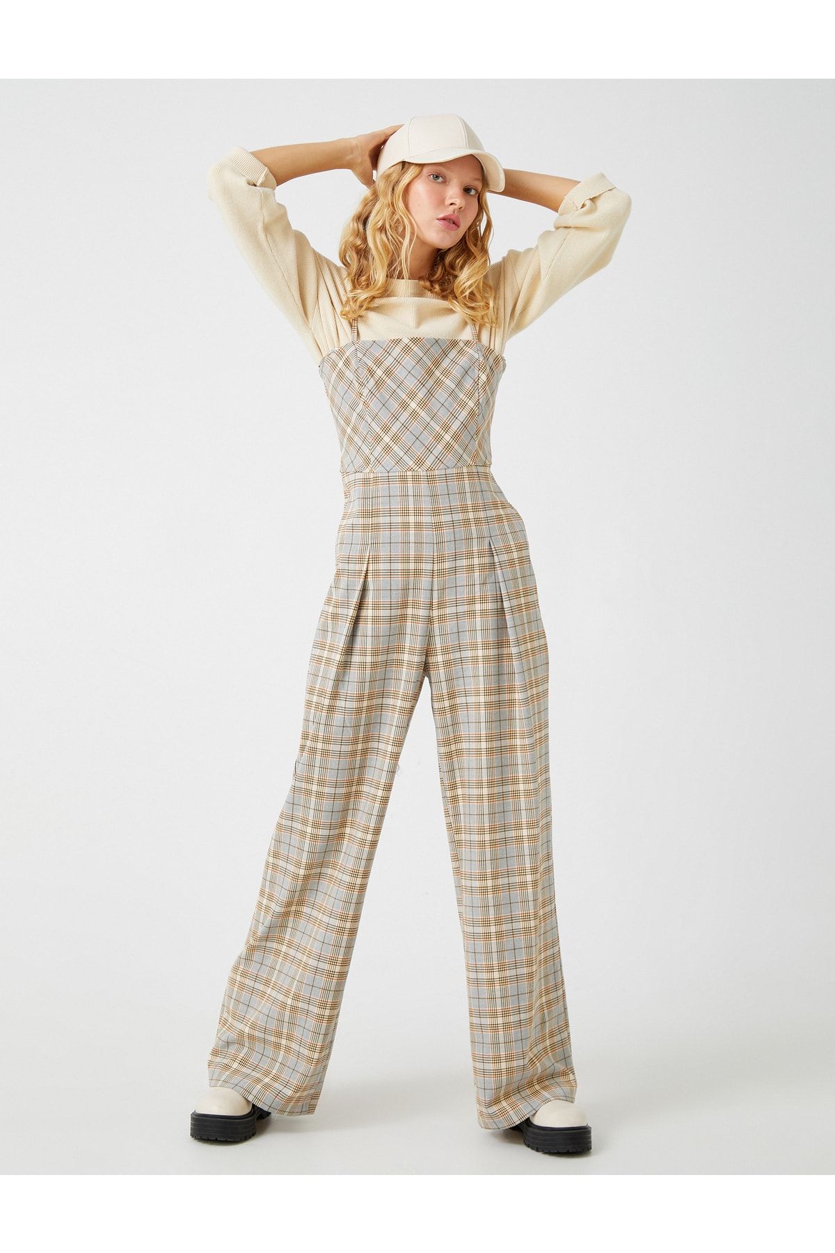 Women's plaid hot sale jumpsuit