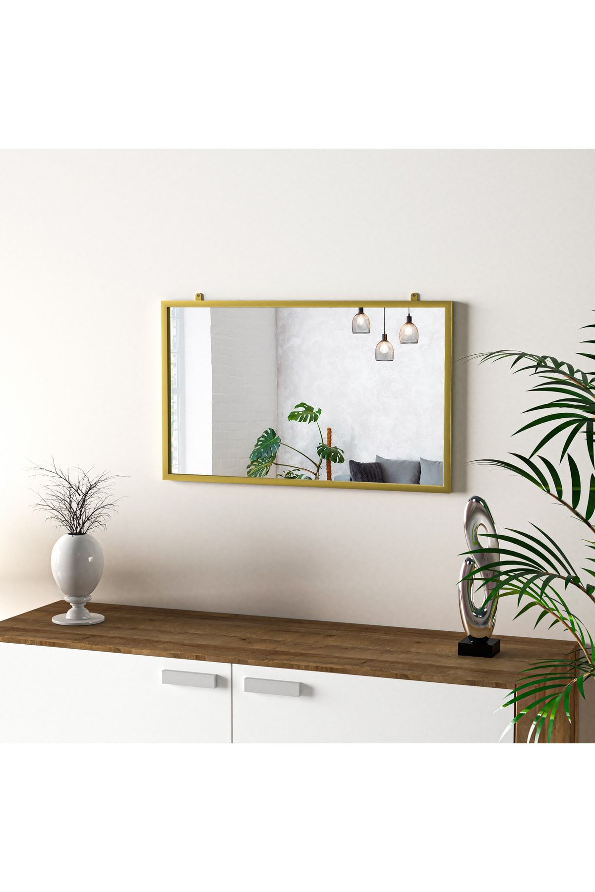 tino furniture Melody Ayna Dekoratif Gold Metal 75x45 Ayna