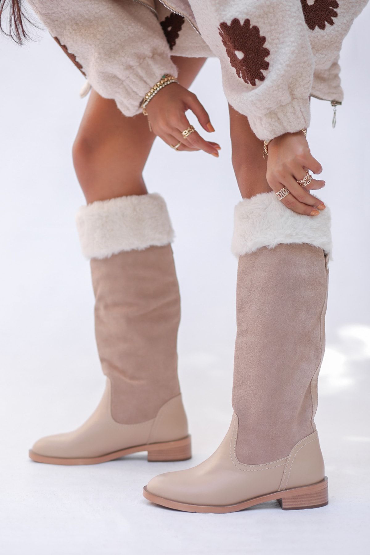 Rugano-Efilina Natural Leather Material Neo Sole Fur Detailed Mink Women's Boots 2