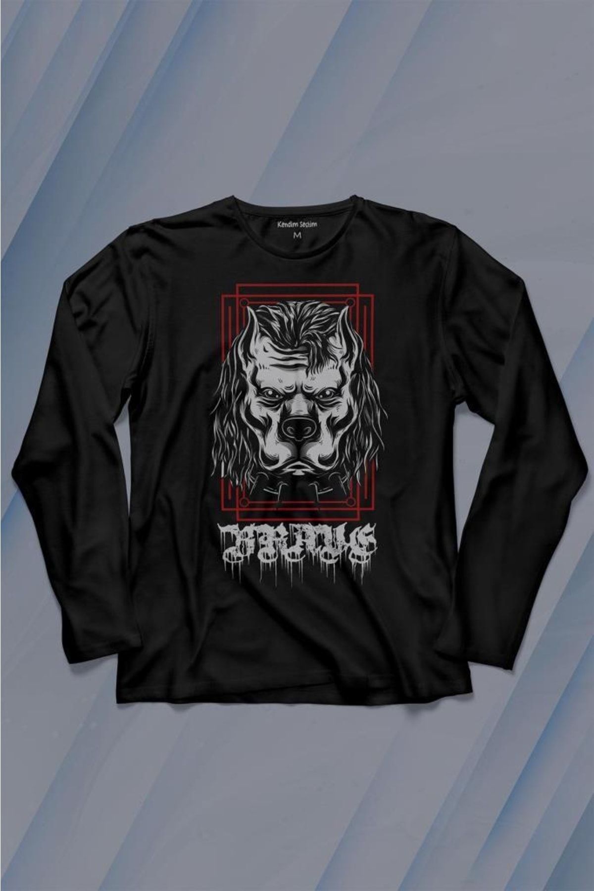 Kendim Seçtim Brave Dog Head Stay Strong Stay Strong Gym Sport Tricou Cu Mânecă Lungă Tricou Imprimat Masculin - XL