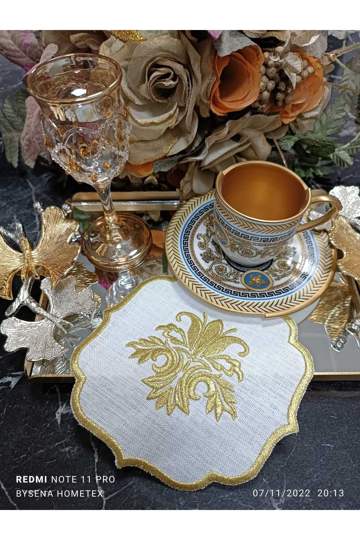 Gold Simli Kokteyl Ve Kahve Yanı Sunum Peçetesi 6 Adet