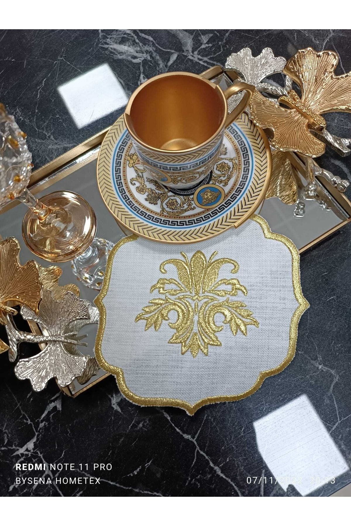 Gold Simli Kokteyl Ve Kahve Yanı Sunum Peçetesi 6 Adet