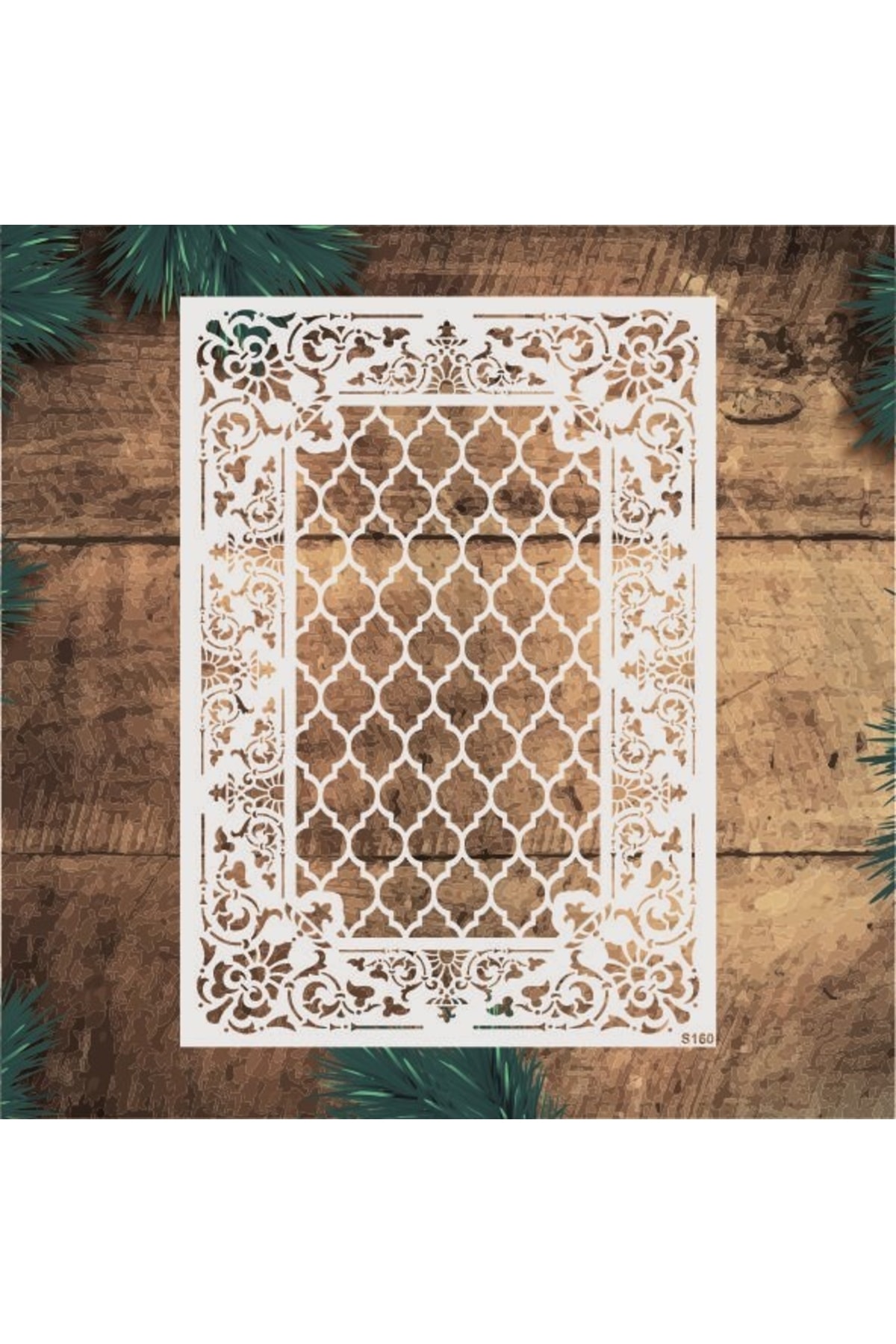 STENCİLTASARIM Stencil Tasarım S160 Fas Deseni - Dekoratif Duvar Ve Eşya Boyama Şablonları 35x49 Cm