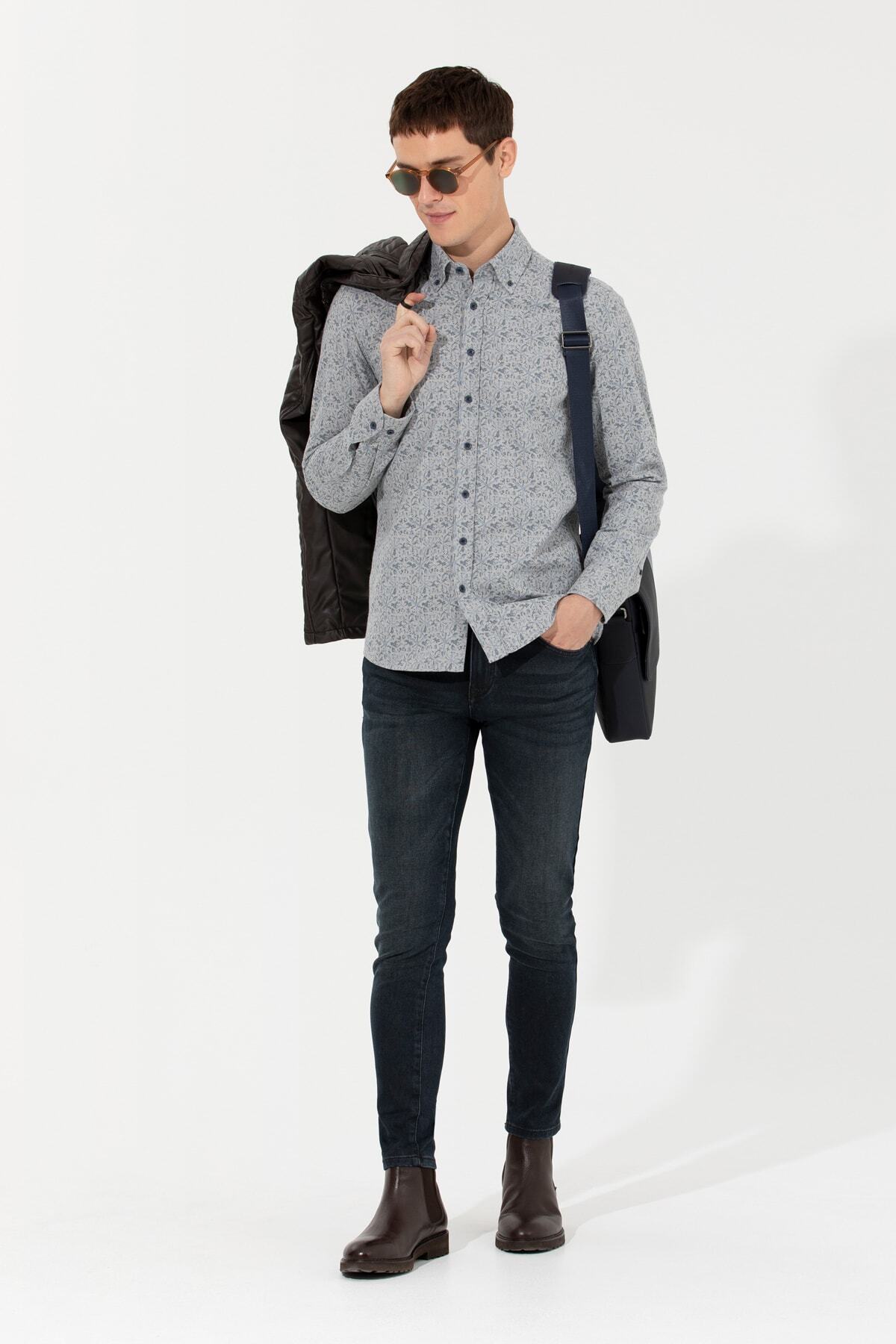 پیراهن مردانه آبی پیرکاردین | G021SZ004.000.1460977 اورجینال - تصویر 3