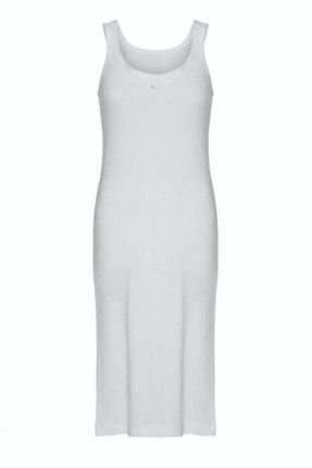 Kadın %100 Pamuk Beyaz Uzun Iç Elbise 1044
