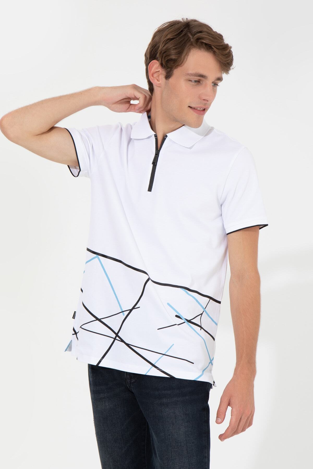 پولوشرت پیر کاردین مردانه الاستان سفید  طرح دار Slim/اسلیم فیت      | Pierre Cardin G021SZ011.000.1376640 TR - تصویر 3