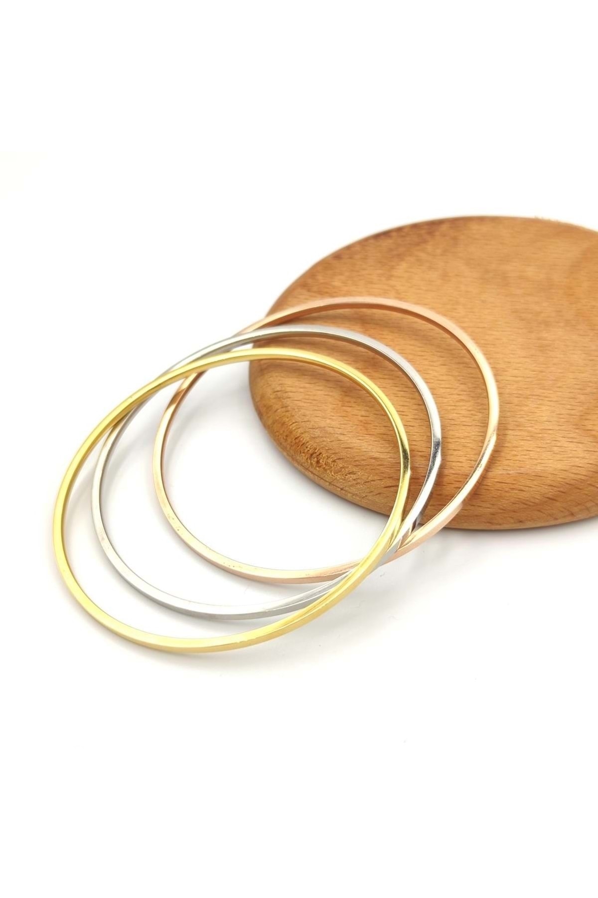 Güler Yüzlü Silver Üçlü Ince Ray Çelik Bilezik 6,5 Cm - Karışık ...