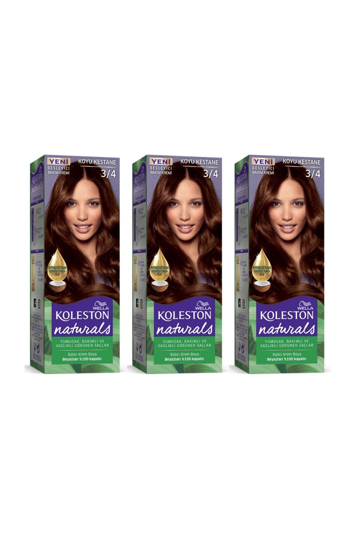 رنگ موی کلستون نچرالز 3/4 شاه بلوطی تیره 3 عدد Wella